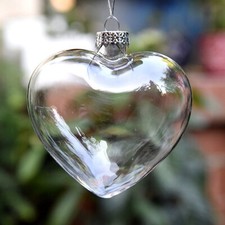 Christmas Baubles 5-50pcs Clear Glass Ball Heart Empty Fillable Hanging Ornament