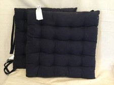 Debenhams Pair of Square Cotton Navy Blue Seat Pads / Cushions with Ties
