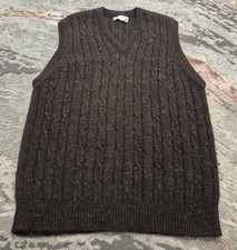 Mens Brenire Scotland Cable Knit Wool Sleeveless Jumper Size M