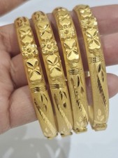 Size 2.10 Antique Indian Gold Plated Antique Design Style Kada Set Light Weight