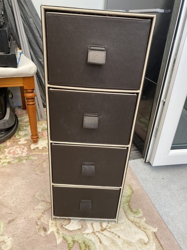 Brown faux leather drawer - brown,