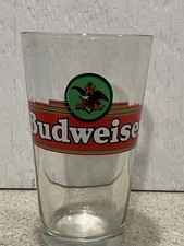 Vintage Budweiser Official Beer Pint Glass Mug - Collector 6” Red Green Logo
