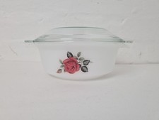 Vintage Phoenix Opalware Red Rose Casserole Dish with Lid Small 