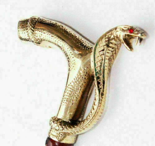 Antique brass snake head - brass, only