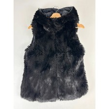 Jack Wills Faux Fur Black Hooded Gilet Size UK 12
