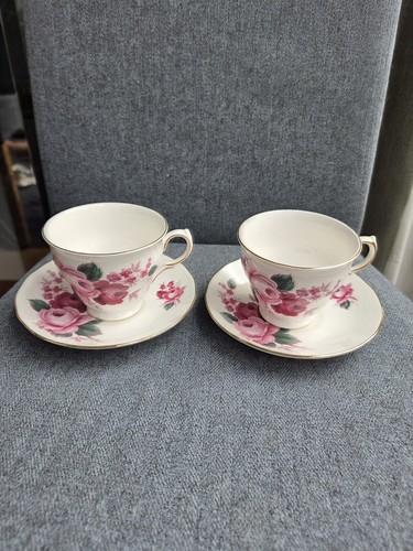 Pink queen anne cup saucer - ,