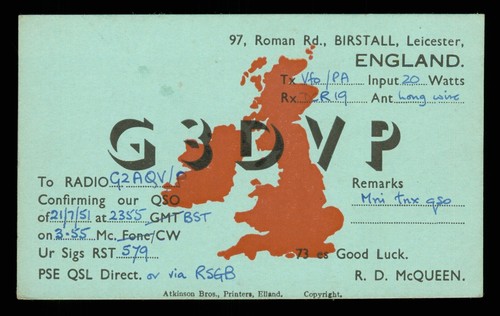 Qsl card radio g3dvp roman - g3dvp,