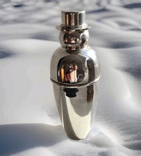 Vintage 1930s Art Deco Silver Plated Cocktail Shaker Snowman Barware Heavy Gauge