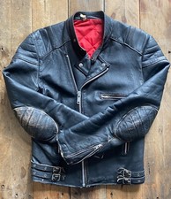 Vintage Real Leather Motorcycle Jacket - Black - Distressed Worn - Size 102cm 40