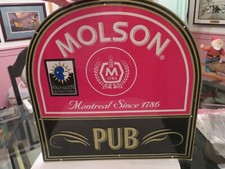 Molson Canadian Beer Pub Red Black & White Hanging Metal Sign 18" x 18"