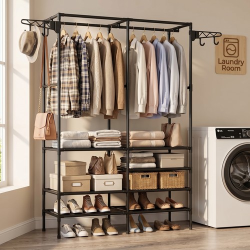 Double rods clothes rack - rods,