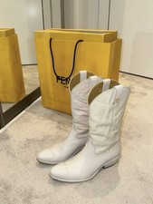 Fendi Cowboy/Western Boots, White, Size UK 4/EU 37