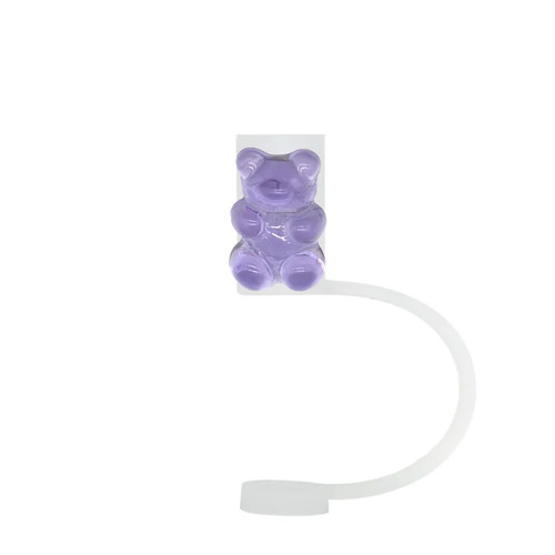 10pcs purple bear straw - purple,