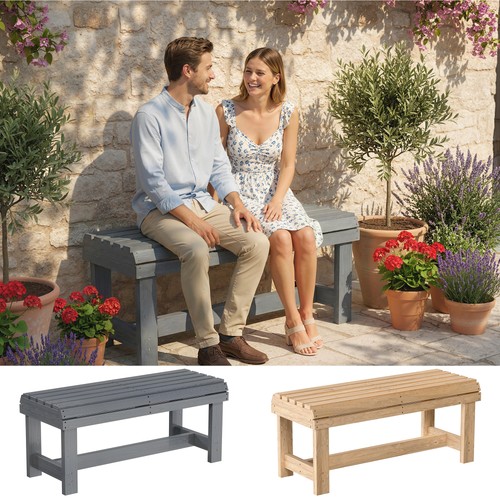 Wooden garden bench seater - garden, bench,