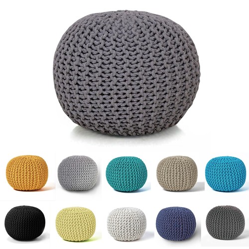 50cm knitted pouffe - knitted,