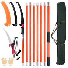 Manual Pole Saw Extendable Tree Pruner 7.3-27ft Fiberglass Pole Hook Knife UK