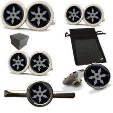 DEATH STAR MARTIAL ARTS NINJA JEWELLERY - LAPEL SUIT PIN - CUFFLINKS - TIE SLIDE