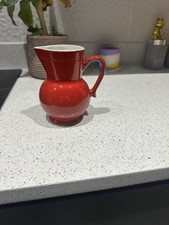 EMILE HENRY France Pitcher Creamer Red Ceramic Pottery Stoneware Ribbed 5.5" H