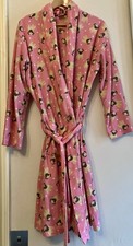 Pink Fleece Pug Print Dressing Gown. 14/16.