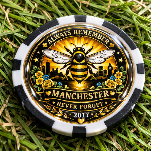 Manchester bee clay poker chip - bee,