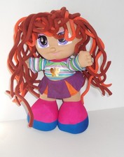 PLUSH 14" DOLL FIGURE EXOTIC WILD BENDY HAIR CURLY Q'S PURPLE EYED SOFT DOLL