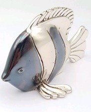 Silver Fish Ornament Oxided Details Marked 925 Judaica Sculpture Decor Figurine 