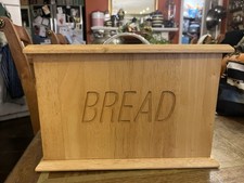 Large Wooden Bread Bin Rustic Farmhouse Style, Kitchen Storage