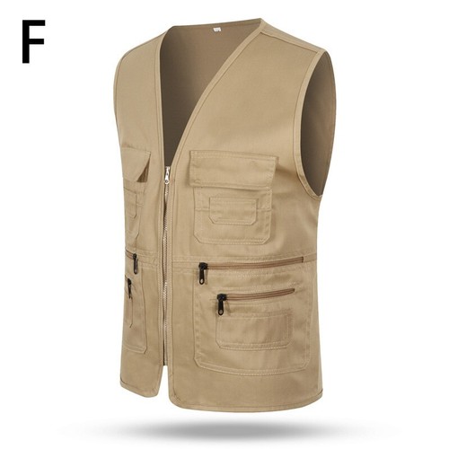Mens multi pockets safari vest - multi-pockets,