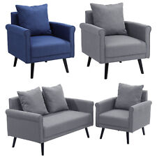 ​Compact Linen Fabric Couch 1/2 Seater Sofa Tub Armchair Padded Settee Love Seat