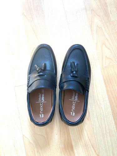 Boys black smart leather shoes - black,