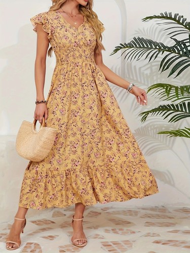 Women neck floral maxi - neck,