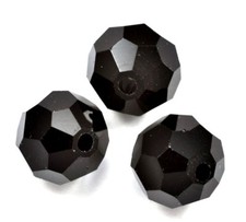 Jet Black Faceted Round
