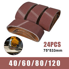 24pc 75x533mm Sanding Belt 3 X 21inch Abrasive Sandpaper 40 60 80 120 Mixed Grit