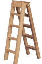 Dolls House Large Set of Step Ladders Miniature Walnut Garden Accessory 1:12