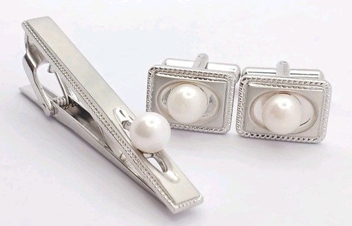 Akoya pearl silver - pearl, cufflinks