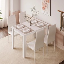White Dining Table and 4 PU