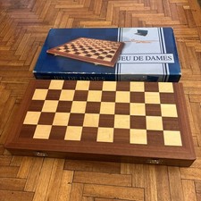 Vintage Smir de France Jeu des Dames Wooden Checkers Draughts Board pieces set