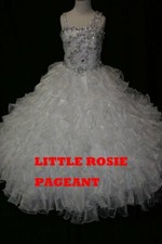 NEW* Little Rosie Girls Glitz Long Pageant Dress LR2030 White 8 $600