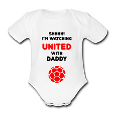 man@ utd Babygrow Baby vest grow gift daddy football MANCHESTER @ united