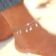 Ankle Bracelet 925 Sterling Silver plated Anklet Foot Chain Boho Beach Beads UK