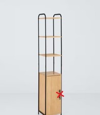 John Lewis Bamboo Metal Bathroom Cabinet Tallboy - Black/Natural (Missing Parts)