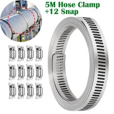 Hose Clamp 5M Stainless Steel Large Adjustable Jubilee Clips with Fasteners UK