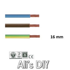 16 mm Single Core Conduit Cable 6491X Blue Brown Earth Yellow / Green Wire