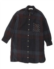 ZARA Womens Shirt Dress UK 10 Small Black Plaid AC05