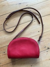 Toast Leather Small Bag Crossbody Red Crescent Shape with Removable Strap