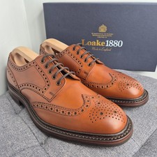 Loake 1880 'Chester' Men's Mahogany Brown Brogues Dress Shoes 7.5F Dainite Soles