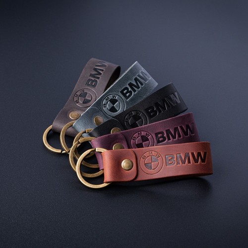 Bmw style leather keyring
