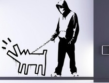 Banksy Graffiti ' Haring Dog ' Large Art Wall Stickers / FREE P&P 35 COLOURS NEW