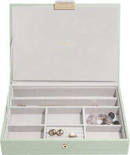 Stackers Medium White Jewellery Box Stackable Organizer Velvet Lined Tangle-Free