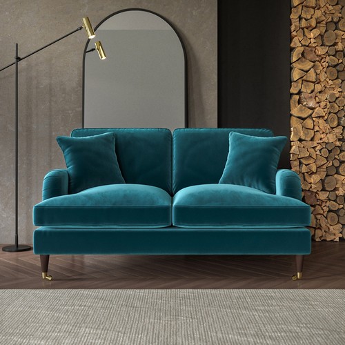 Blue velvet sofa seater - blue,